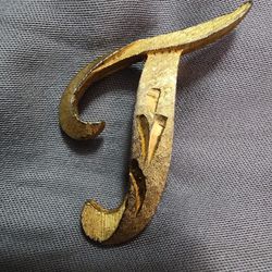 Vintage Gold Mamselle Letter J Pin