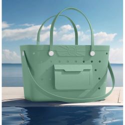 New Green Durable Tote Bag with External Pocket - Spacious