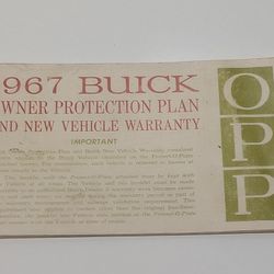 1967 Buick Owner Protection Plan & Warranty Booklet – Original GM Manual