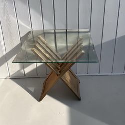Modern Glass Top Side Table | Metal X-Frame Coffee Table