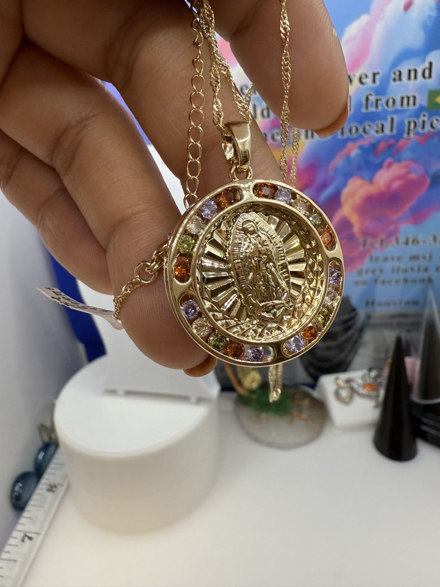 Gold Plated From Brazil π§π· 19β Cadena Con Dije 19β Pulgadas