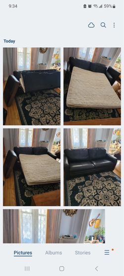 Black Leather Sleeper Sofa with Pull-Out Bed – Excellent Condition