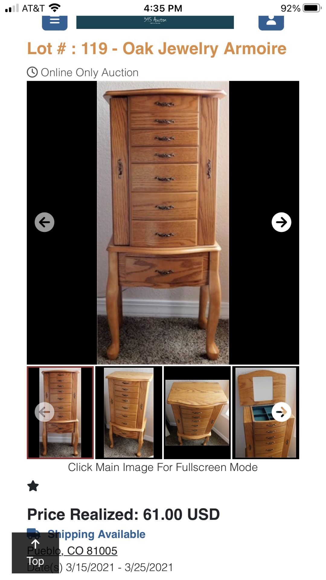 Powell Vintage Wooden Jewelry Armoire 