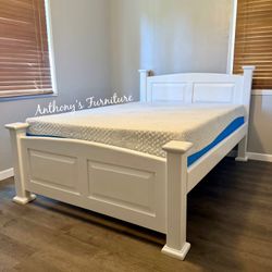 White Full Bed With Memory Foam Mattress 