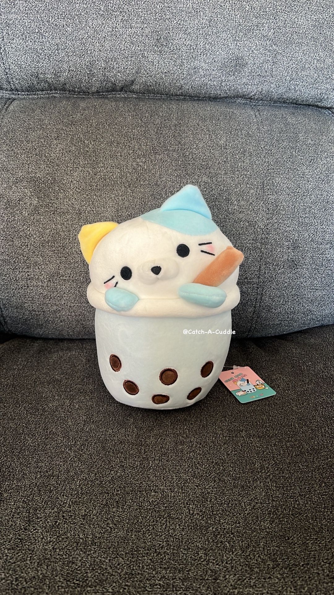 BRAND NEW Takashoji Bubble Tea Kitty Plush Blue 9"