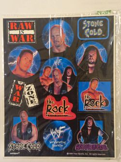 1999 TITAN SPORTS UNIQUE . WWF STICKER SHEET . 2000 WWF RIKISHI VENDING STICKER.