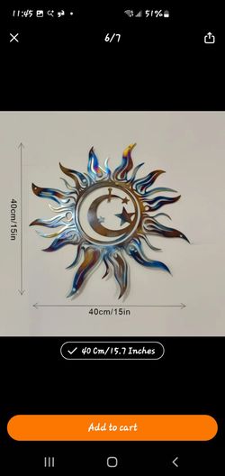 Sun and moon metal wall decoration