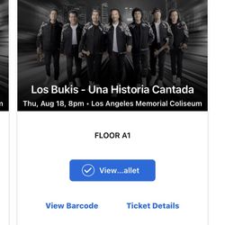 2 Tickets En Piso 1 Row 19 Jueves 18 De Agosto En Los Angekes  