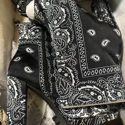 Open Toe Black Bandana Boots 