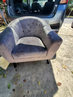 Gray Velvet Tufted Barrel Accent Chair
