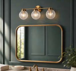 Lunary Modern 3-Light Plated Brass Bathroom Vanity Light
