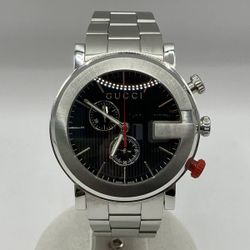 ‼️Authentic Gucci G Chrono Stainless Steel Mens Watch Black Dial Silver Y101361*