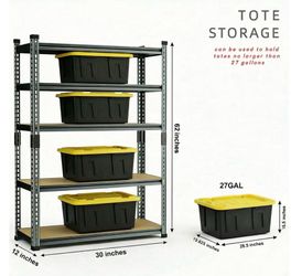 Brand New 30" W x 12" D x 62" H Garage Storage Rack (Not for Heavy Duty)