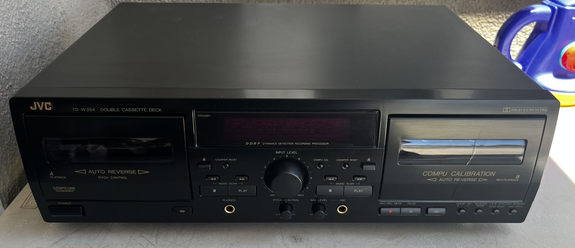 JVC TD-W354BK Auto Reverse Dual Cassette Tape Deck Recorder