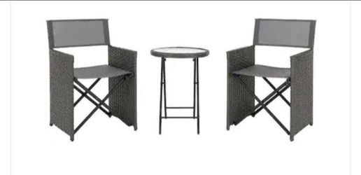 Montrose 3-Piece Grey Folding Wave Outdoor Patio Glass Bistro Set
New open box item