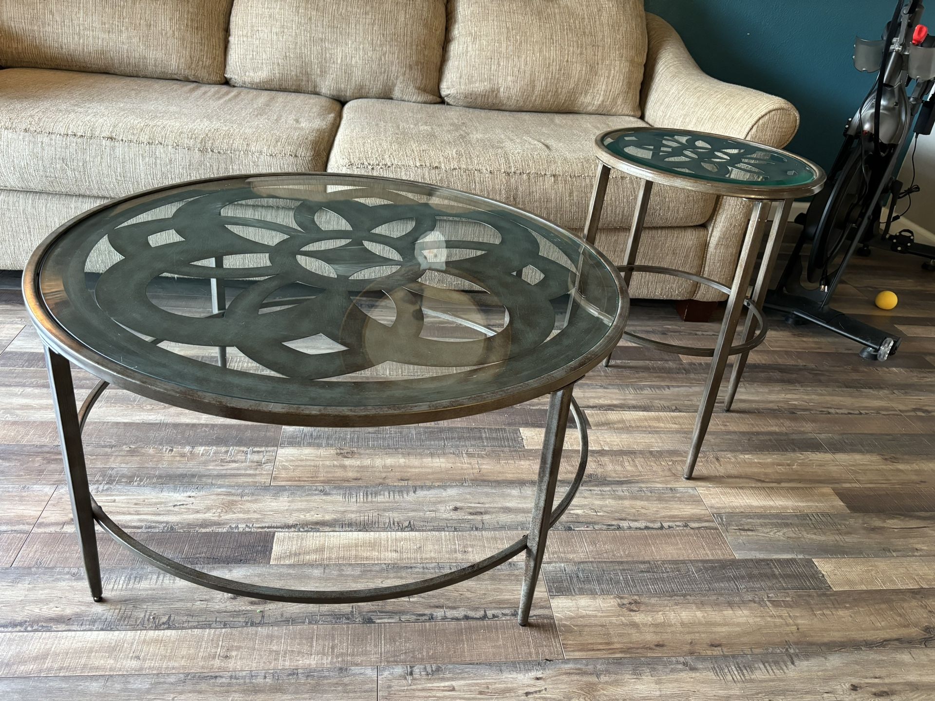 Coffee & End Table (glass/metal)