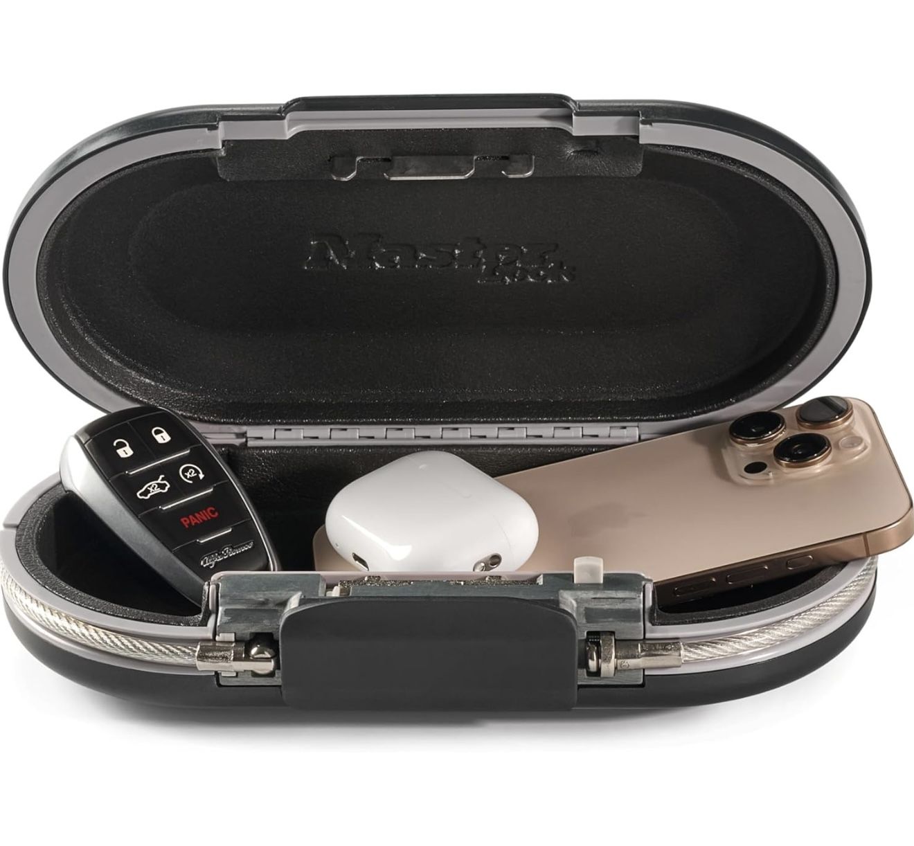 Master Lock Portable Small Lock Box, Set Your Own Combination Lock Portable Safe, Personal Travel Safe, 5900D, Gunmetal Grey