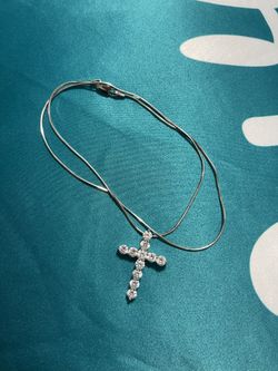 Sterling Silver Cz Cross Necklace