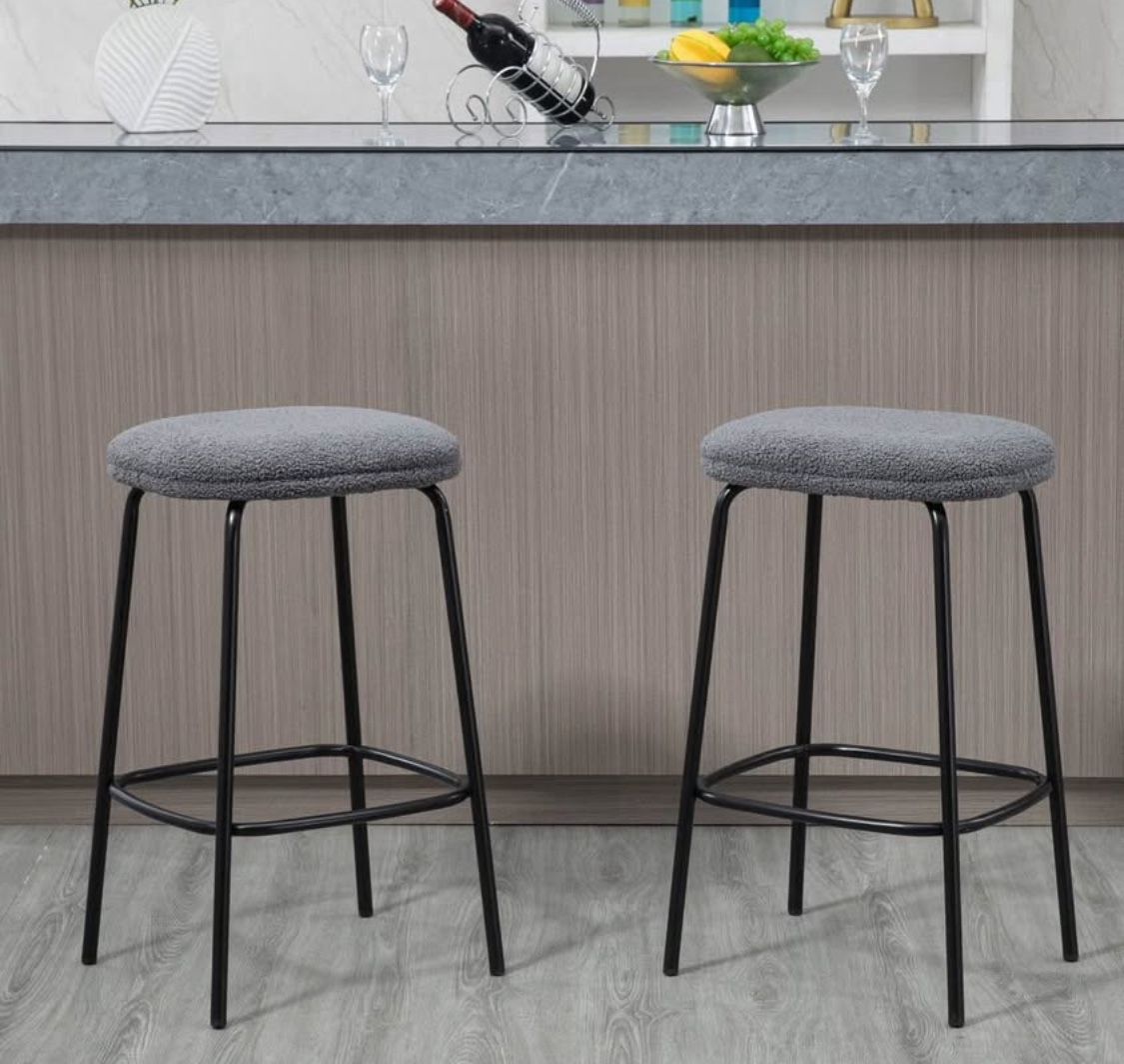 New Set of 2 Modern Counter Height Stools Grey