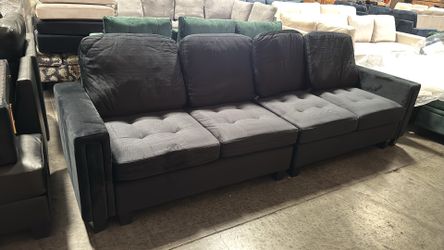 Black velvet couch