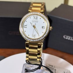 Citizen Eco-Drive Women's Diamond Accent Gold Watch 33MM EO1102-51A  