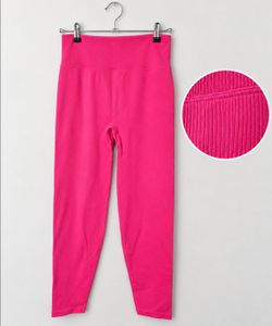 S - Victoria's Secret  PINK Hot Pink Ribbed High-Waist Leggings