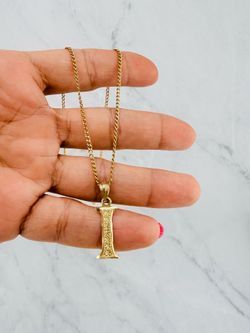 ❤️ 10k gold initial pendant and necklace ❤️ Initial I 14” for baby ❤️ Cadena y dije inicial oro 10 Kilates auténtico ♥️
