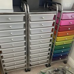 10-Drawer Rolling Cart  - Colorful & Clear