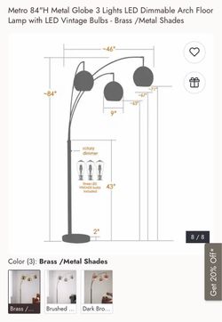 Metro 84"H Metal Globe 3 Lights lamp