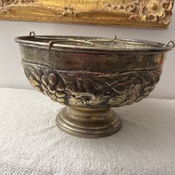 Vintage Silver Plated Punch Bowl And Wine Holder