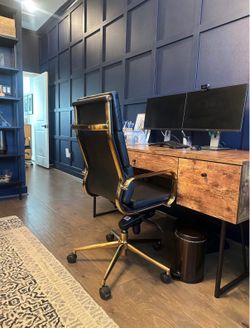 Wooden desk with brass legs