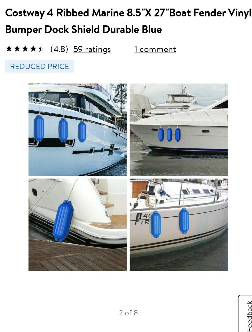 Boat Fender Vinyl Bumper Dock Shield Durable Blue