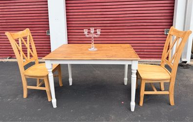 Winners Only Solid Wood Dining Table with 2 Sturdy Chairs