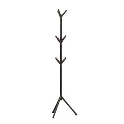 Black Freestanding Hall Tree Coat Rack with 3-Height Adjust  8 Hooks