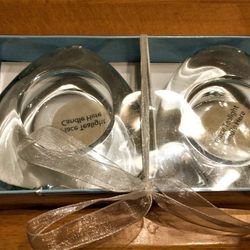 

2 Piece Set Heart Shaped Thick Glass Tealight Candle Holders--


