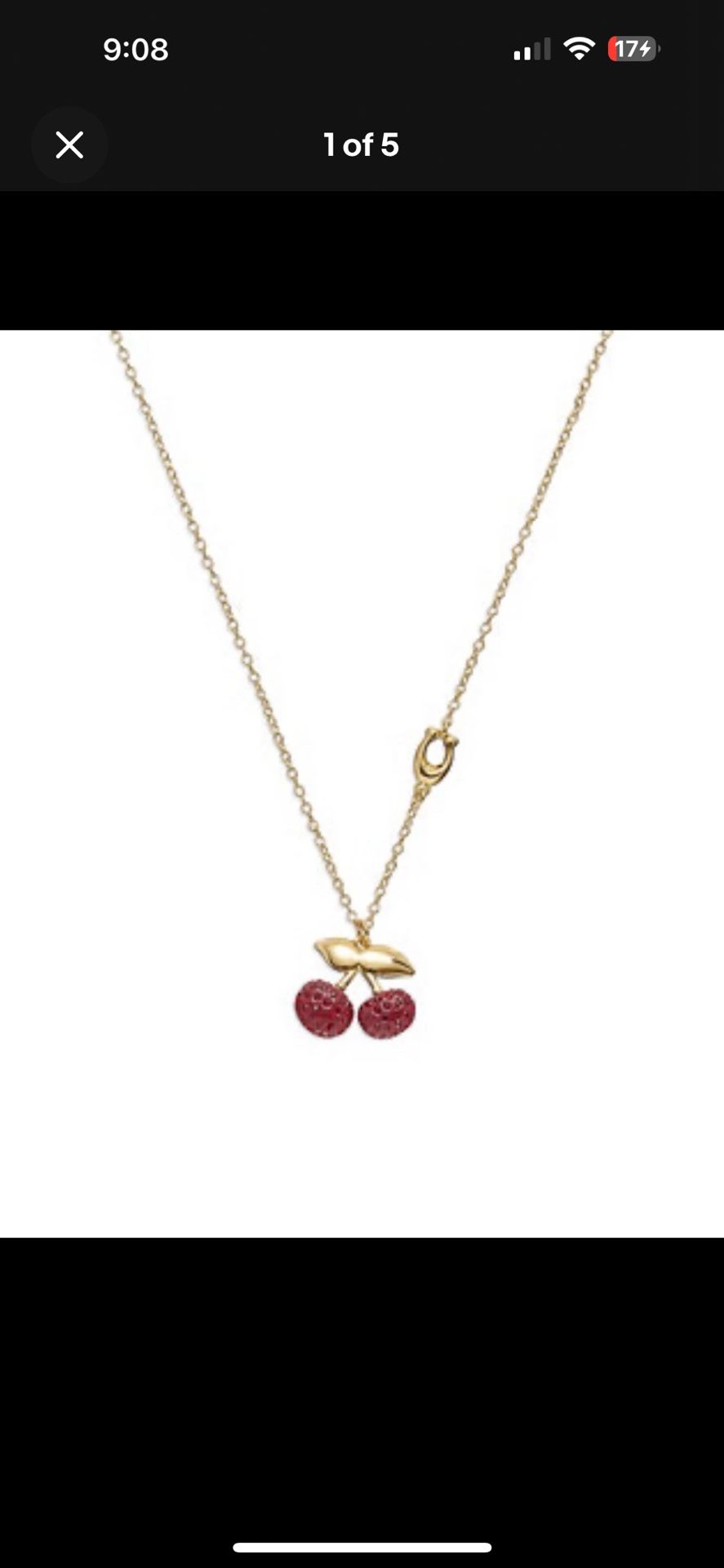 Coach Cherry Pendant Necklace Gold NWT!