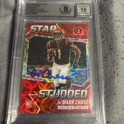 Jamar chase rookie signed football card graded