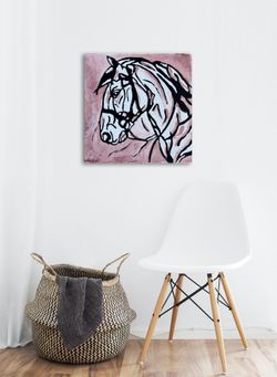 Original acrylic painting “Spirit of the Horse” on stretched canvas 12” x 12”