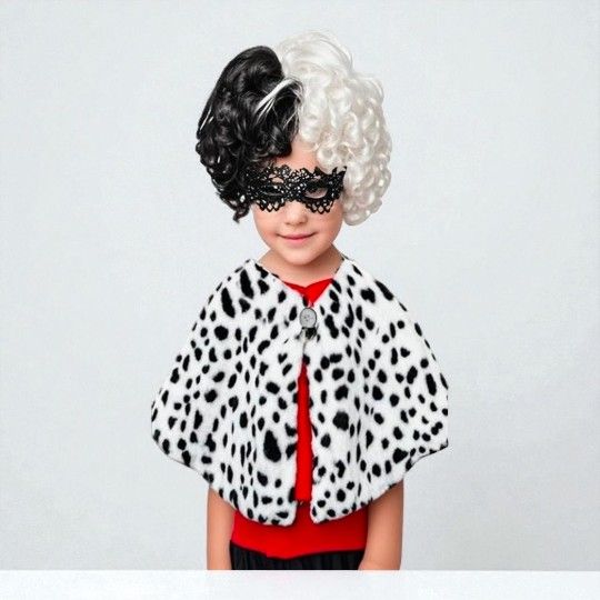 Kids Cruella DeVille Inspired Dalmatian Costume, 6 Piece