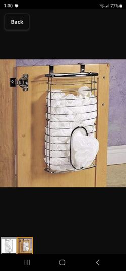 Over the Cabinet Door Plastic Bag Holder, Chrome

