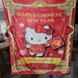 Sanrio Hello Kitty Chinese New Years Blanket Throw Size 54"x64" Brand New