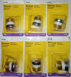 Lot Of 6 Bussmann Eaton Mini Circuit Breaker , 15a BP/MB-15