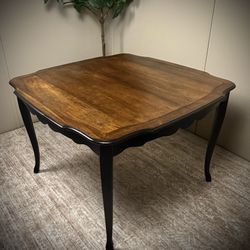 Drexel Breton Dining Table – Refinished Walnut Top & Black Base