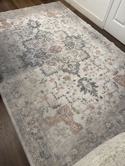 Persian-Style Area Rug Gray and Rust