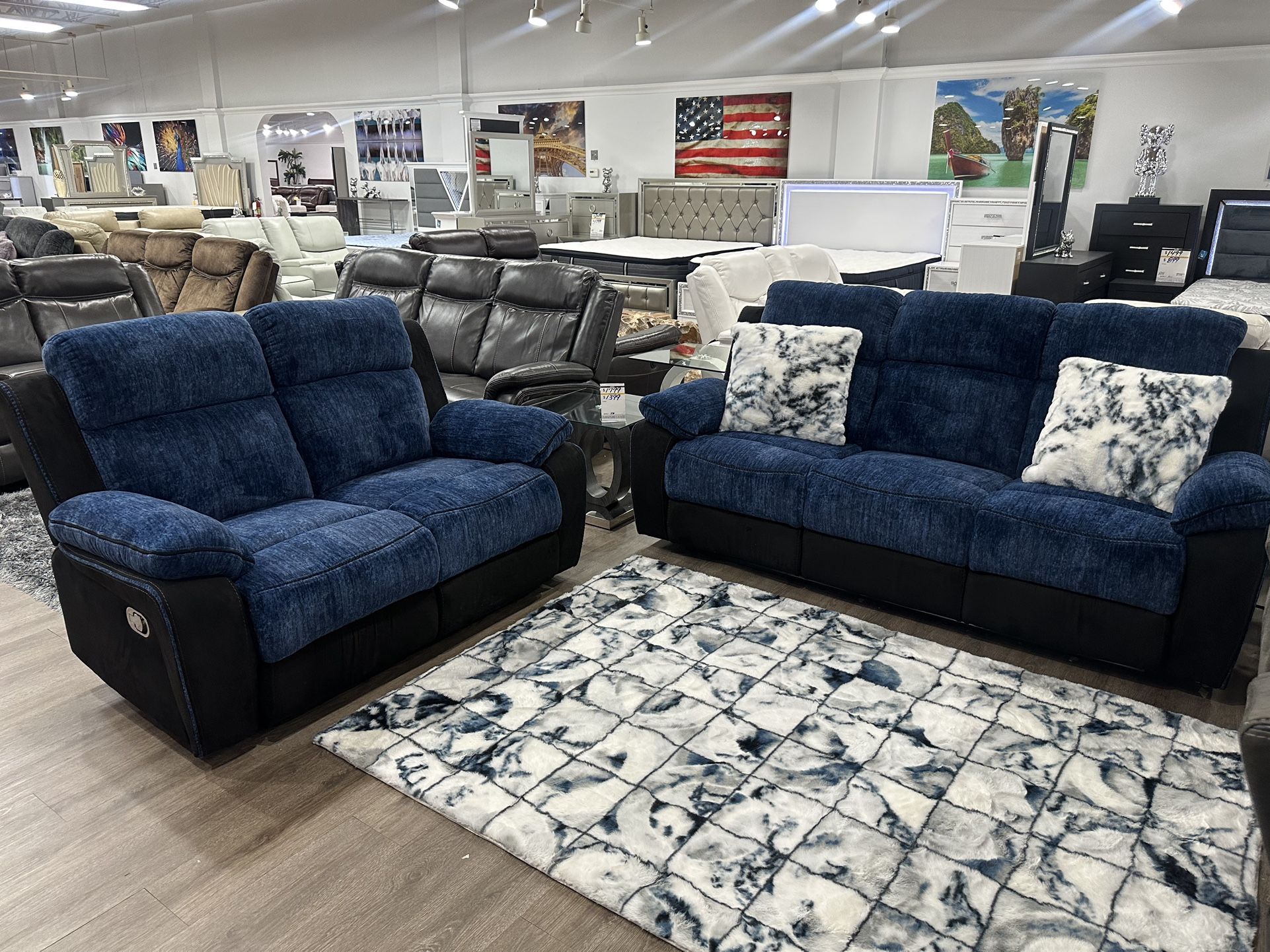 Velvet Sofa + Loveseat w Recliners Just $899