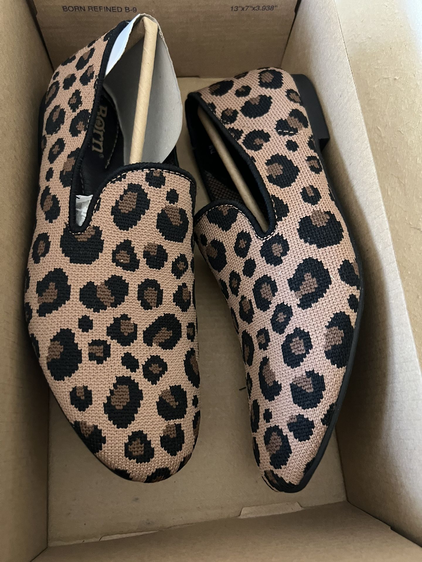Born Bhanna Light Brown Leopard Print Loafer Flats