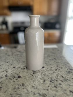Taupe Color, Ceramic Vase / 8 1/4 Inches Tall 
