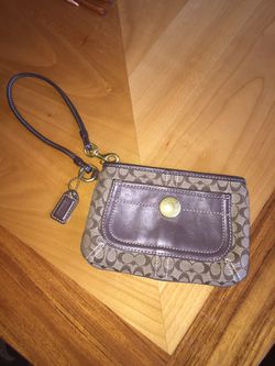 Authentic Coach Signature C Brown and Tan Wristlet