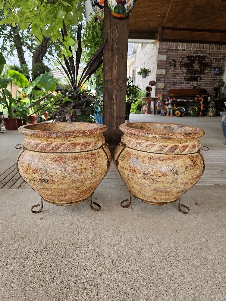 Rustic Rope Clay Pots, Planters, Plants. Talavera, Pottery $75 cada una
