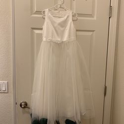 Flower Girl White/Green Dress 